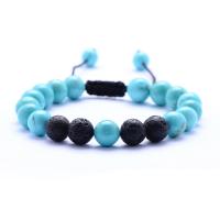 Gemstone Bracelets, Lava, with turquoise, Round, Unisex 8mm Approx 7.3 Inch 