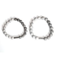 Map Stone Couple Bracelet, with Howlite & zinc alloy bead, 2 pieces & Unisex, grey, 10mm,8mm 
