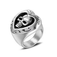 Titanium Steel Finger Ring, Skull, polished & for woman, original color, 24mm 