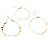 Zinc Alloy Anklet, gold color plated, three pieces & for woman Approx 7.87 Inch 