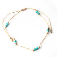 Fashion Jewelry Anklet, Resin, with Polyester Cord, gold color plated, Adjustable & for woman, skyblue Approx 7.87 Inch 