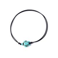 Fashion Jewelry Anklet, Wax Cord, with turquoise, for woman, blue Approx 7 Inch 