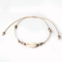 Fashion Jewelry Anklet, Wax Cord, with Seedbead & Shell, Adjustable & for woman, khaki Approx 7.87 Inch 