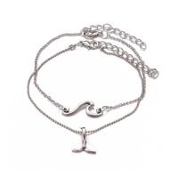 Zinc Alloy Anklet, platinum color plated, 2 pieces & for woman .87 Inch 