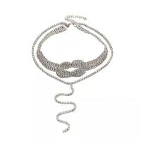Rhinestone Brass Necklace, with 3.54inch extender chain, platinum color plated, for woman & with rhinestone Approx 10.63 Inch 
