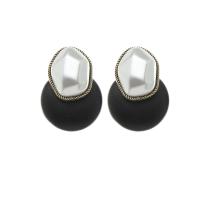 PU Leather Drop Earring, with Plastic Pearl, fashion jewelry & for woman 