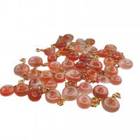 Agate Zinc Alloy Pendants, Yanyuan Agate, with Zinc Alloy, Donut, red, 10-25mm 