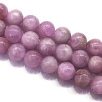 Kunzit Perlen, rund, poliert, DIY, violett, Länge:ca. 39 cm, verkauft von Strang