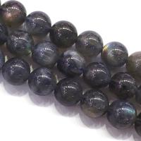 Labradorite Beads, Round, polished, DIY, black cm 