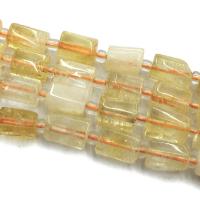 Citrin Naturperlen, Gelbquarz Perlen, mit Seedbead, Quadrat, DIY, gelb, Länge:ca. 39 cm, verkauft von Strang
