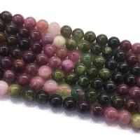 Natürlicher Turmalin Perlen, rund, poliert, DIY, gemischte Farben, 6mm, Länge:ca. 39 cm, verkauft von Strang