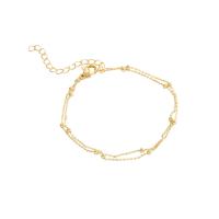 Brass Bracelets, with 1.97 extender chain, real gold plated, Double Layer & fashion jewelry & for woman, golden .9 cm 