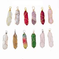 Gemstone Brass Pendants, Quartz, with Synthetic Quartz & Brass, fashion jewelry & mixed ring size & DIY, mixed colors 