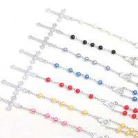 Rosary Necklace, Resin, with Zinc Alloy, Cross, platinum color plated, vintage & Unisex 6mm Approx 19.09 Inch 