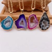 Ice Quartz Agate Pendants, with Brass, gold color plated, Druzy Geode Style & druzy style & Unisex & hollow 