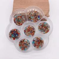 Gemstone Decoration, Lampwork, with Plastic Box & Gemstone, Flat Round, epoxy gel, mixed colors Approx 