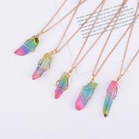 Quartz Necklace, with Iron, with 2.76Inch extender chain, gold color plated, Unisex, multi-colored Approx 18.9 Inch 