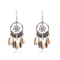 Dream Catcher Earring, Zinc Alloy, with Shell, antique silver color plated, for woman, white 