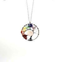 Gemstone Chip Necklaces, Natural Stone, with White Shell & Brass & Iron, Tree, plated & for woman 50mm Approx 19.69 Inch 