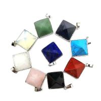 Gemstone Necklaces, Natural Stone, with Brass, Pyramidal, platinum color plated & for woman Approx 19.69 Inch 