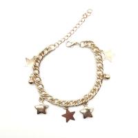 Alliage d'aluminium bracelet, avec 1.97Inch chaînes de rallonge, étoile, unisexe, doré Environ 6.69 pouce, Vendu par PC