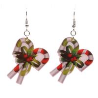 Christmas Earrings, Acrylic, with Iron, silver color plated, Christmas Design mixed colors 