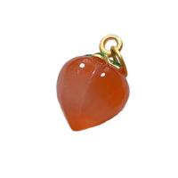 Agate Brass Pendants, with Brass, Peach, gold color plated, enamel, 8-9mm 
