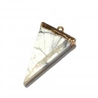 Howlite Pendant, with Brass, Triangle, gold color plated, fashion jewelry 
