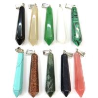 Gemstone Brass Pendants, with Brass, Conical, silver color plated 