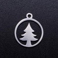 Stainless Steel Hollow Pendant, 201 Stainless Steel, Christmas Tree, Vacuum Ion Plating, fashion jewelry & polished & DIY 