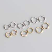 925 Sterling Silver Huggie Hoop Earring, Donut, plated & for woman 