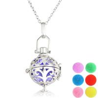 Zinc Alloy Aromatherapy Necklace, Round, platinum color plated, oval chain & for woman & hollow Approx 23.6 Inch 