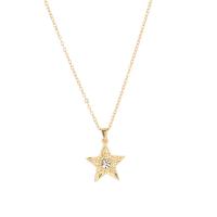 Rhinestone Zinc Alloy Necklace, Star, KC gold color plated, oval chain & for woman & with rhinestone Approx 17.7 Inch 