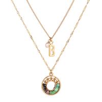 Shell Zinc Alloy Necklace, Donut, KC gold color plated, Double Layer & for woman & hollow Approx 15 Inch, Approx 19.6 Inch 