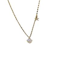 Ожерелье, Латунь, с железный цепи & Белая ракушка, Раковина, плакирован золотом, Овальный цепь & Женский, длина:Приблизительно 14.5 дюймовый, продается PC