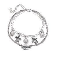 Zinc Alloy Anklet, platinum color plated, Double Layer & for woman Approx 9.05 Inch 