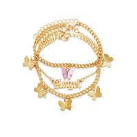 Zinc Alloy Anklet, with Acrylic, with 1.96 inch extender chain, gold color plated, 3 pieces & for woman Approx 7.87 Inch 