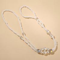 Fashion Jewelry Anklet, Seedbead, with Plastic Pearl, Butterfly, for woman & with rhinestone, white Approx 9.44 Inch 