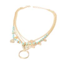 Zinc Alloy Anklet, with 1.96 inch extender chain, Butterfly, gold color plated, 4 pieces & for woman & with rhinestone, 16cm,20cm 