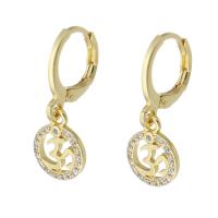 Huggie Hoop Drop Earring, laiton, Placage de couleur d'or, pavé de micro zircon & pour femme & creux, 23mm, Vendu par paire