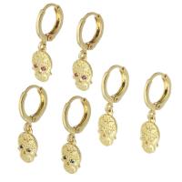 Huggie Hoop Drop Earring, laiton, crane, Placage de couleur d'or, pavé de micro zircon & pour femme, plus de couleurs à choisir, 24mm, Vendu par paire