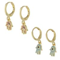 Huggie Hoop Drop Earring, laiton, Placage de couleur d'or, pavé de micro zircon & pour femme, plus de couleurs à choisir, 23mm, Vendu par paire