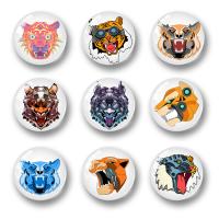 Glass Fridge Magnet, Round, random style & mixed pattern & cartoon pattern & with magnetic, multi-colored, 30mm 