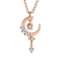 Cubic Zircon Micro Pave Sterling Silver Necklace, 925 Sterling Silver, rose gold color plated, micro pave cubic zirconia & for woman Approx 17.71 Inch 