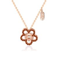 Cubic Zircon Micro Pave Sterling Silver Necklace, 925 Sterling Silver, Flower, rose gold color plated, micro pave cubic zirconia & for woman Approx 15.74 Inch 