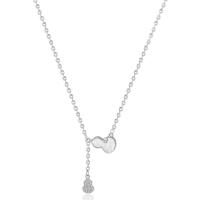Cubic Zircon Micro Pave Sterling Silver Necklace, 925 Sterling Silver, with Shell, Calabash, platinum color plated, micro pave cubic zirconia & for woman Approx 15.74 
