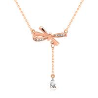 Cubic Zircon Micro Pave Sterling Silver Necklace, 925 Sterling Silver, Bowknot, plated, micro pave cubic zirconia & for woman Approx 15.74 Inch 