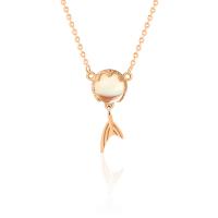 Sterling Silver Jewelry Necklace, 925 Sterling Silver, with Moonstone, Mermaid tail, Plating champagne gold, for woman Approx 15.74 Inch 