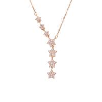Cubic Zircon Micro Pave Sterling Silver Necklace, 925 Sterling Silver, Star, rose gold color plated, micro pave cubic zirconia & for woman Approx 17.71 Inch 