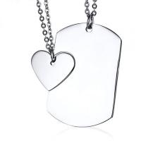Couple Stainless Steel Necklace, 304 Stainless Steel, polished, Unisex, original color, 50*33mm,20mm Approx 20.08 Inch 